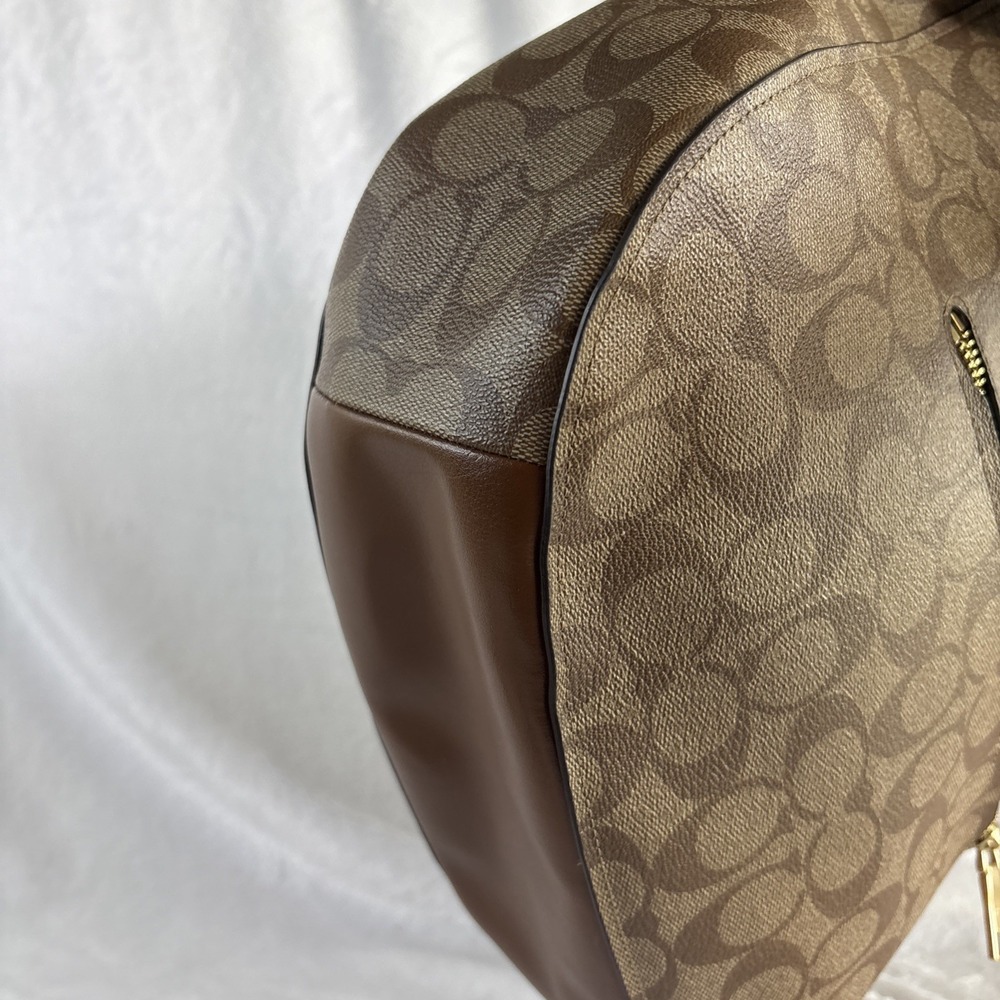 COACH Elle Hobo Signature Khaki Saddle Jacquard 2 Way Crossbody Shoulder Bag - Picture 9 of 16